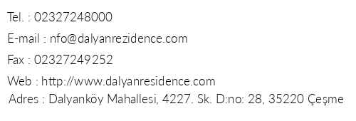 Dalyan Plaza Residence & Suites telefon numaralar, faks, e-mail, posta adresi ve iletiim bilgileri